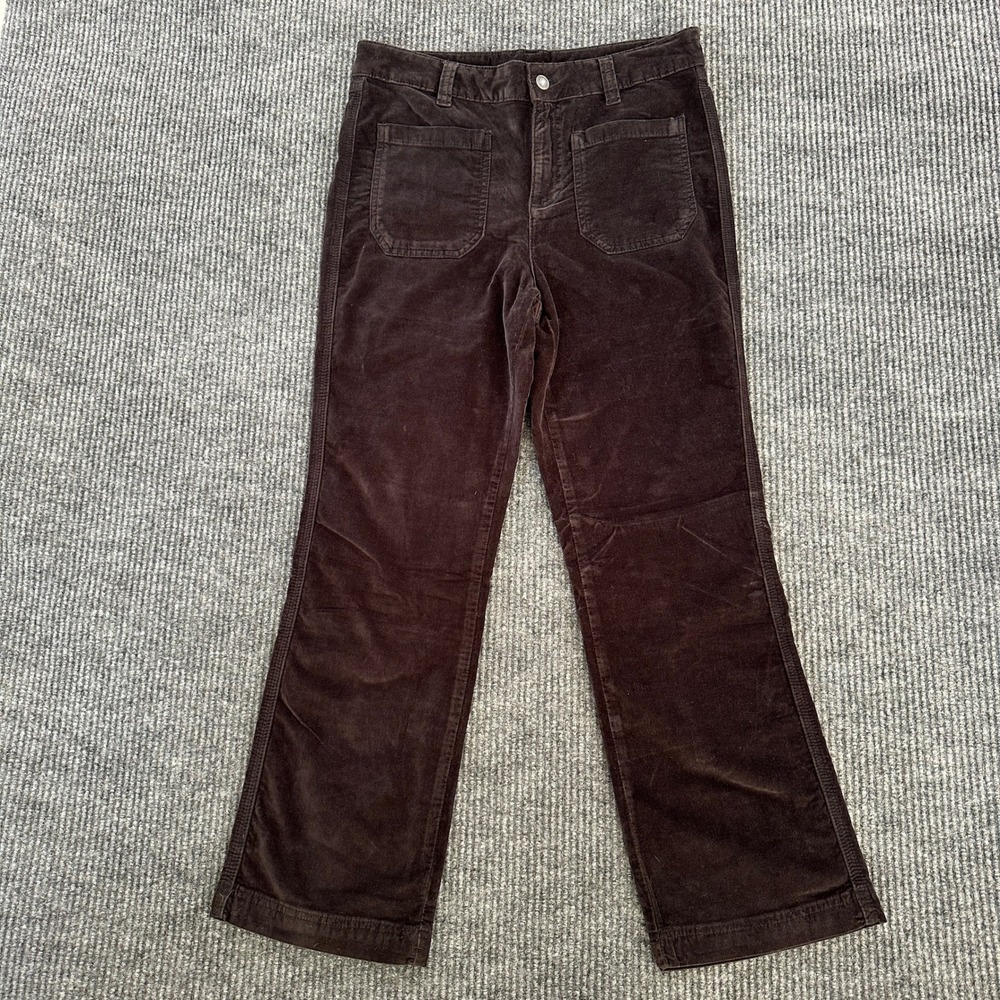 Free People Corduroy Flare Pants Size 8 Brown Stretch Patch Pockets Trous